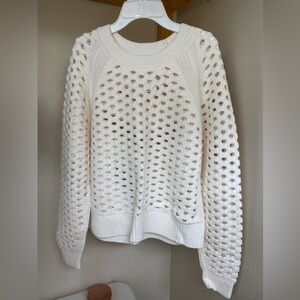 Lou & Grey White Open-Knit Sweater